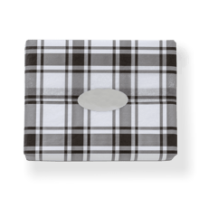 Premium white tissue printed with a black plaid design