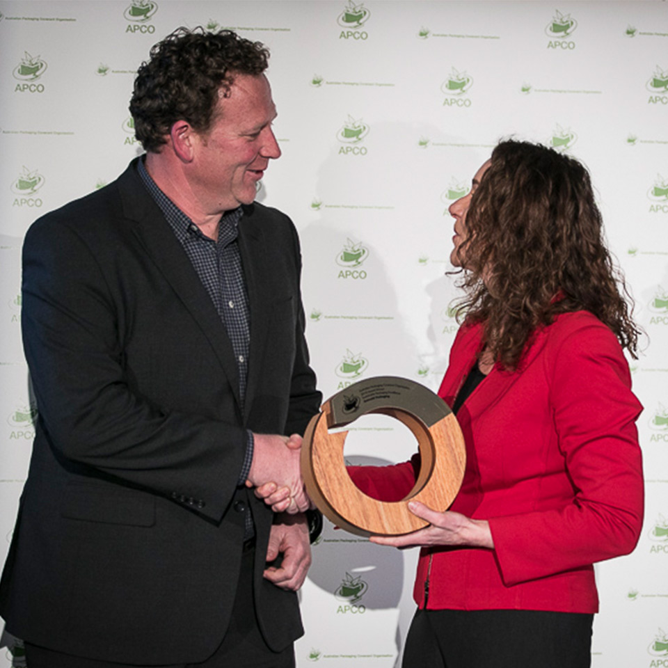 Tom Lunn accepting the Sustainable Packaging Excellence Award