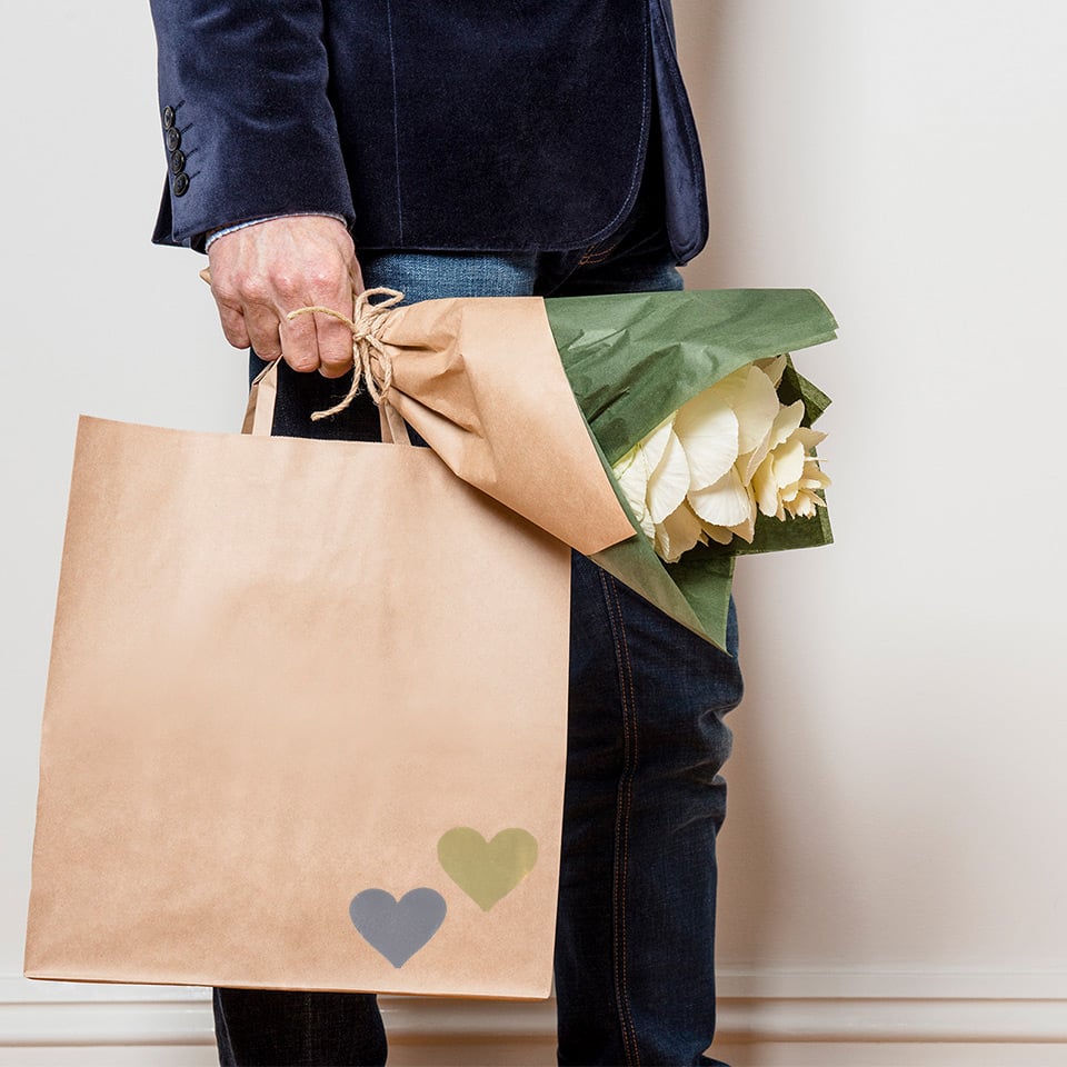 Image of PaperPak carry bag with heart labels