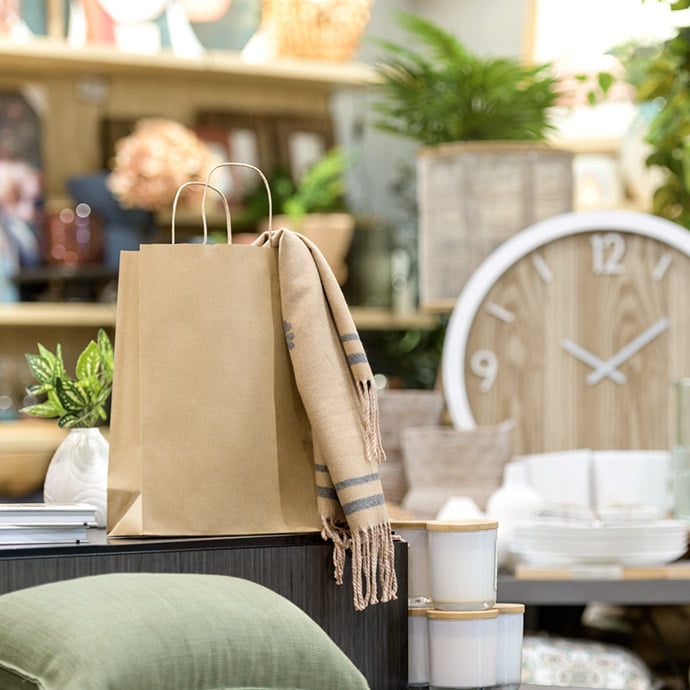 Image of paper bag in shop