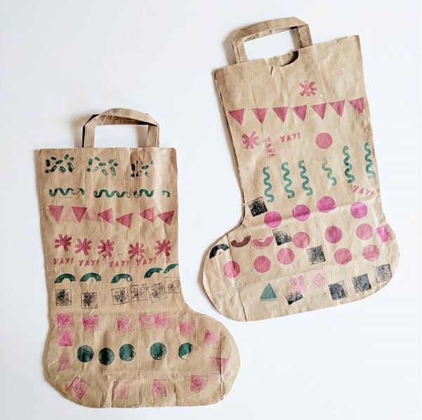 Image of paper bags as stockings