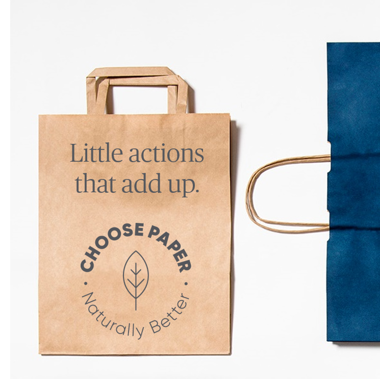 Image of bag with logo stating choose paper naturally better