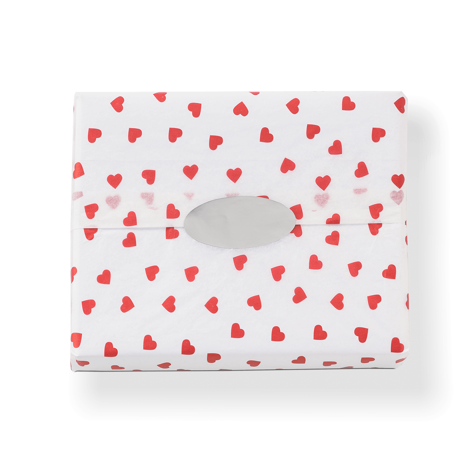 premium white tissue paper with small red hearts