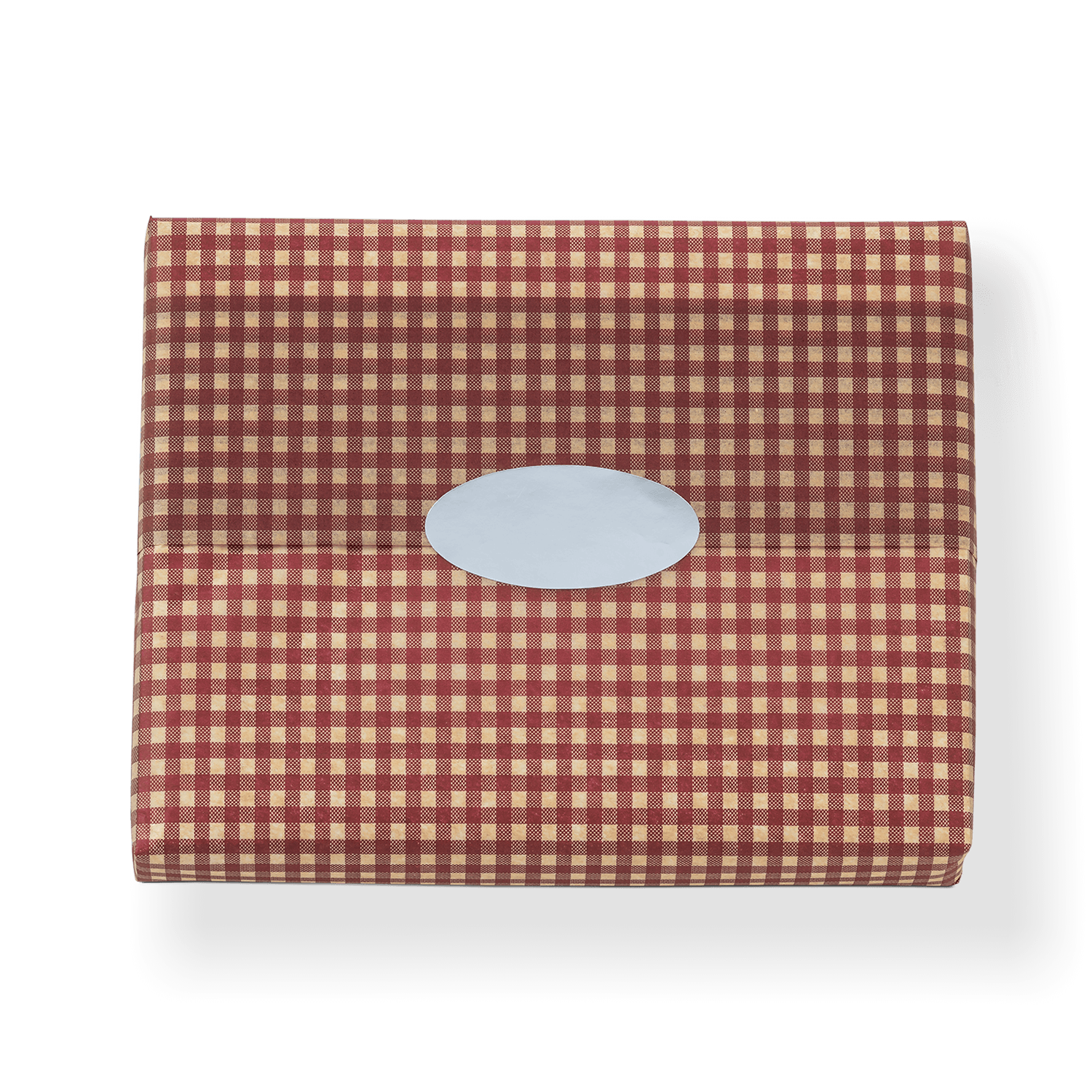 Premium white paper pried with red and tan gingham print
